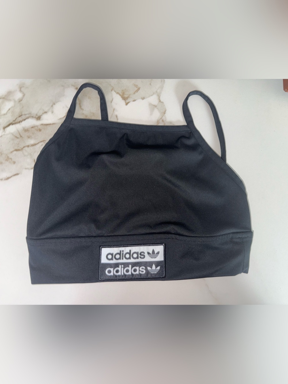 adidas Originals Black Longline Sports Bra Trefoil Logo Women’s XS EUC